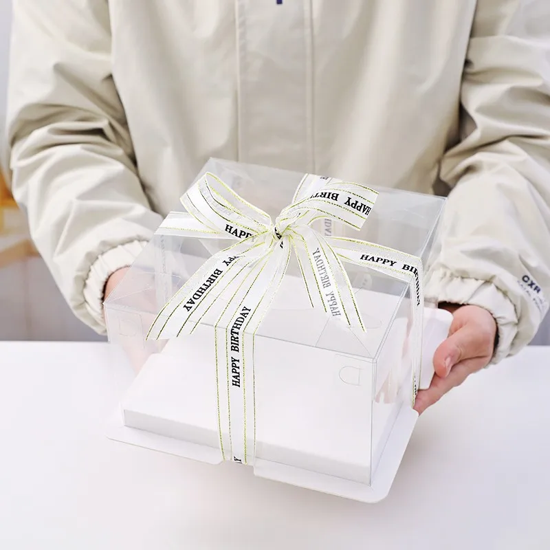 Cake Transport Box Pastry Packaging Container, Clear Plastic Cake Box with Ribbon, Tran... - SKU CTB01240 - UGI Packaging