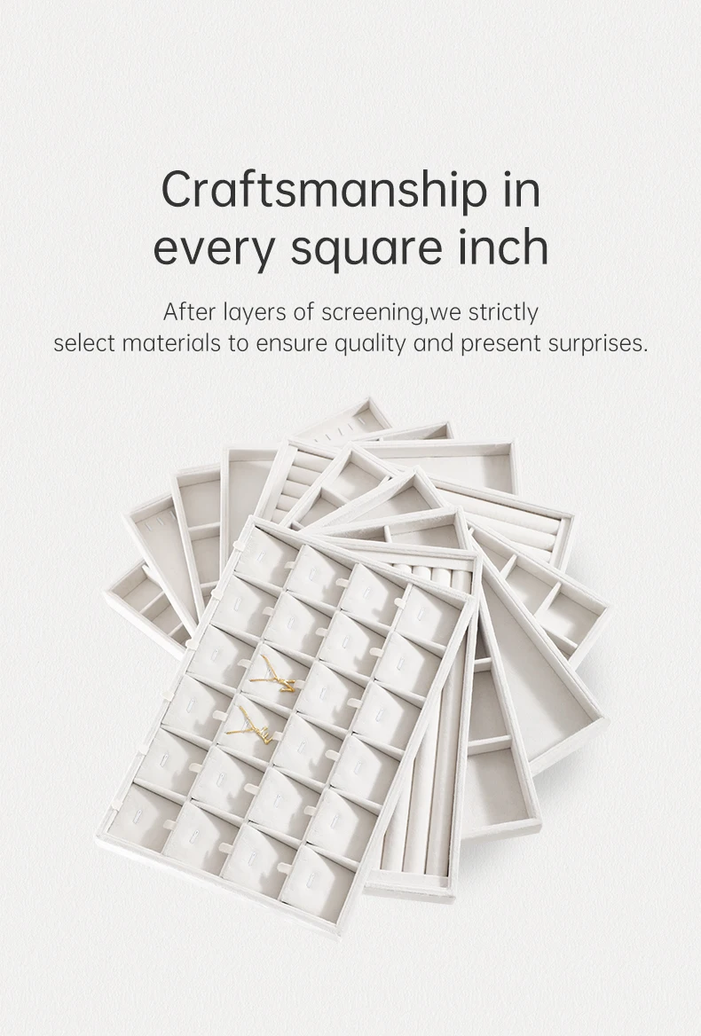 Velvet Ring Earring Bracelet Necklace Display Tray | Stackable Jewelry Organizer Drawer Tray | Elegant Velvet Jewelry Packaging Display Box for Shop Counter and Dressing Table Velvet Ring Earring Bracelet Necklace Display Tray | Stackable Jewelry Organizer Drawer Tray | Elegant Velvet Jewelry Packaging Display Box for Shop Counter and Dressing Table