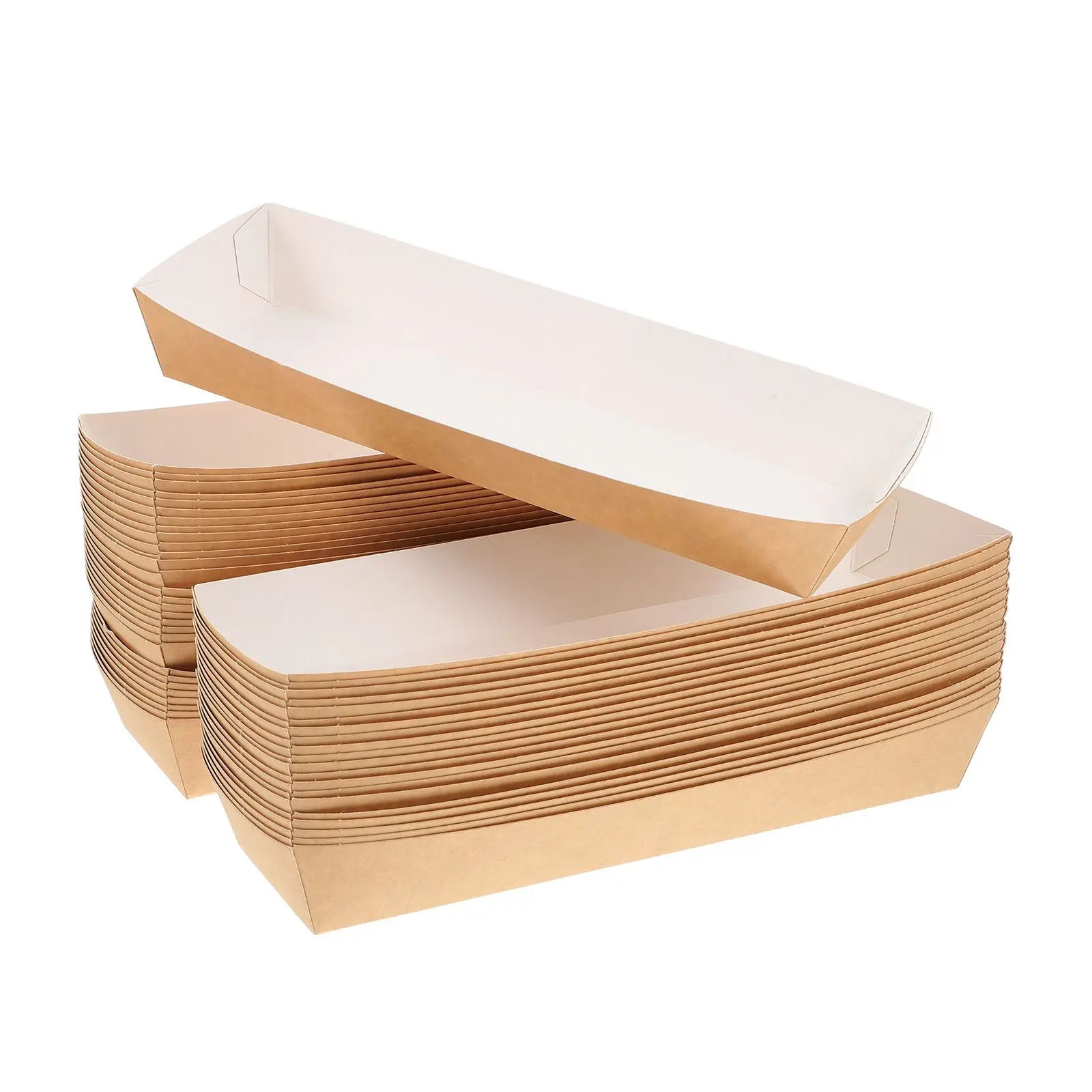 50pcs Disposable Paper Sandwich and Hot Dog Boxes, Kraft Food Boat Trays for Takeout, Picnic, BBQ, Fried Foods, and Party Snacks 11
