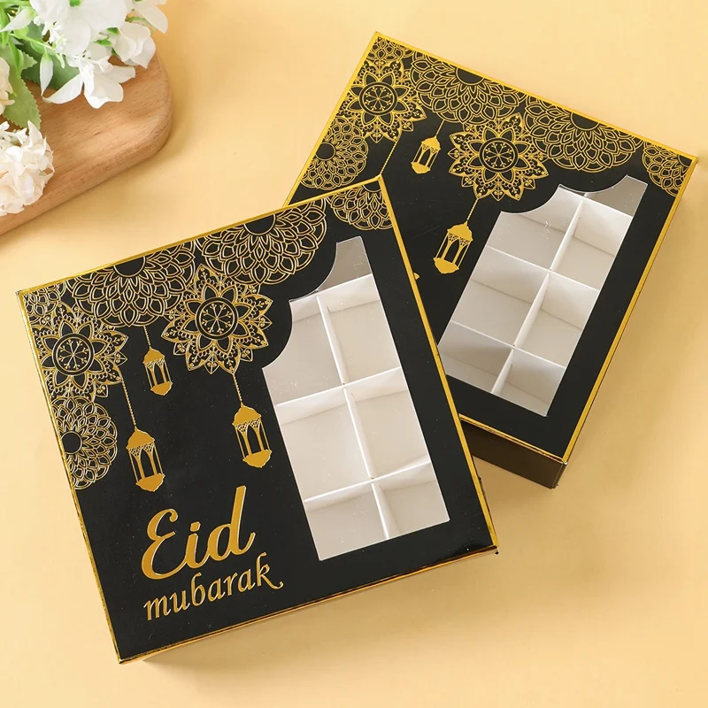2Pcs Eid Mubarak Cake Boxes with Clear Window, Ramadan Kareem Transparent Candy and Chocolate Packaging Containers, Islamic Muslim Party Supplies for Home Decor, Dessert and Gift Presentation 4