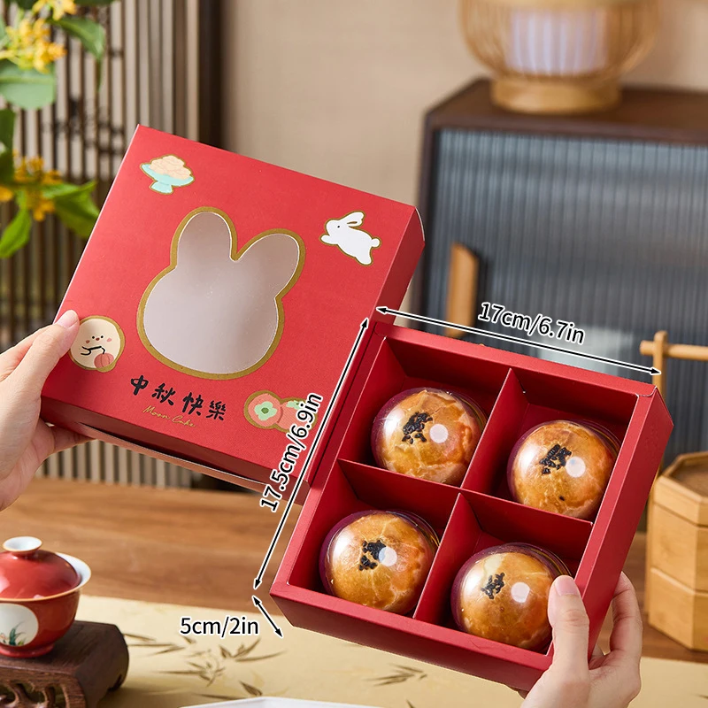 5pcs Mooncake Gift Boxes, Premium Cardboard Mid-Autumn Festival Packaging with Gold Foil Design, Handle for Easy Carrying, Perfect for Mooncakes, Chocolates, Egg Yolks, and Autumn Festival Gifts - 图片 11