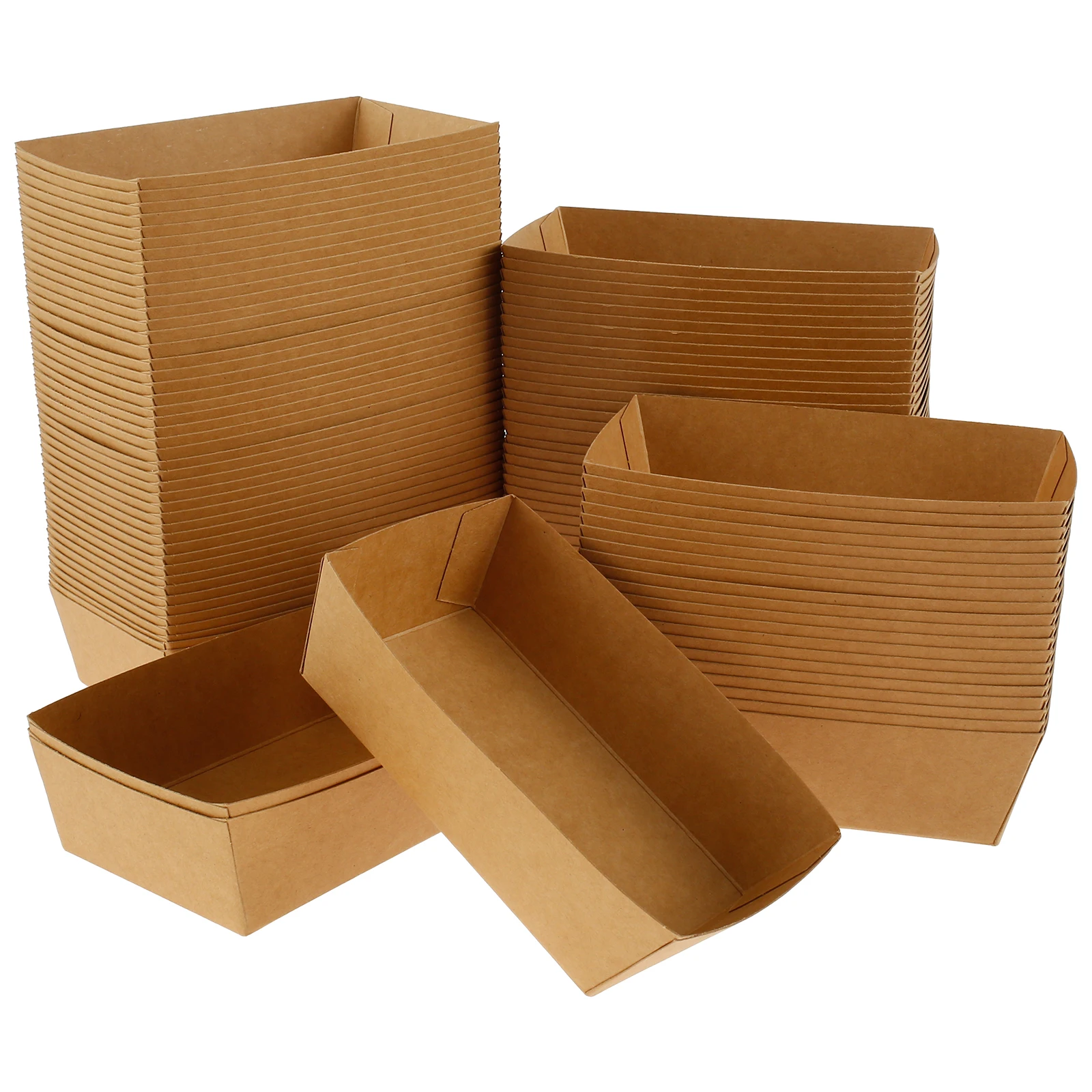 100PCS Brown Paper Food Trays Oil-Proof Disposable Snack Boats Eco-Friendly Recyclable Take Out Food Boxes for French Fries Burgers Hot Dogs Chips Nachos Party Picnic Camping Festival - 图片 7