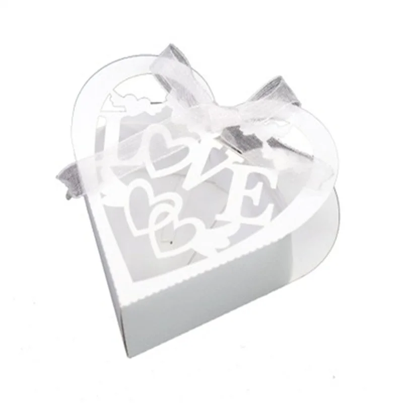 25/50/100Pcs Wedding Candy Boxes with Ribbon, Romantic Bride and Groom Gift Boxes for Valentine’s Day, Party Favors, Chocolate, Cookies, and Dessert Packaging