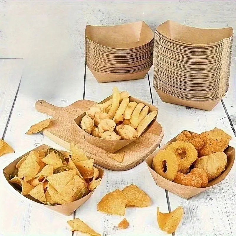 20/50/100 Pack Disposable Food Trays for Parties Festivals Birthday Events Catering Use, Waterproof and Oil-Resistant Snack Boxes Ideal for Hot Dogs Fries Snacks Serving 1