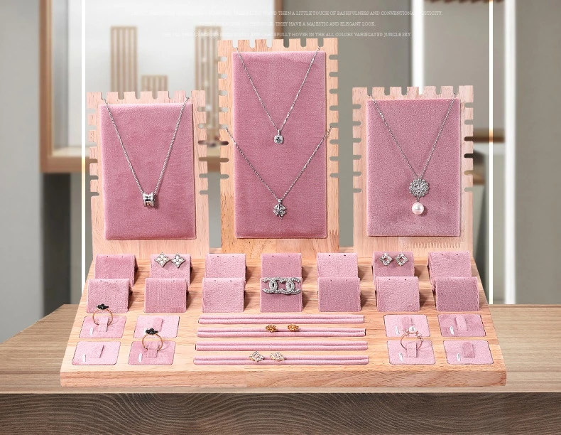 Jewelry Display Tray Set with Multiple Compartments for Necklace, Bracelet, Earrings & Ring – Velvet or PU Leather Organizer Stand, Elegant Jewelry Storage Props for Shop Counter or Home Showcase