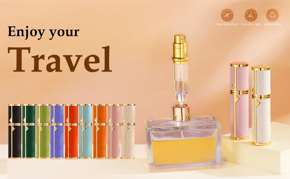 5ml PU Leather Mini Atomizer Spray Bottle, Travel-Friendly Refillable Metal Perfume Container with Bottom Filling, Tight Sealing, Portable Cosmetic Liquid Storage for Boarding or Daily Use