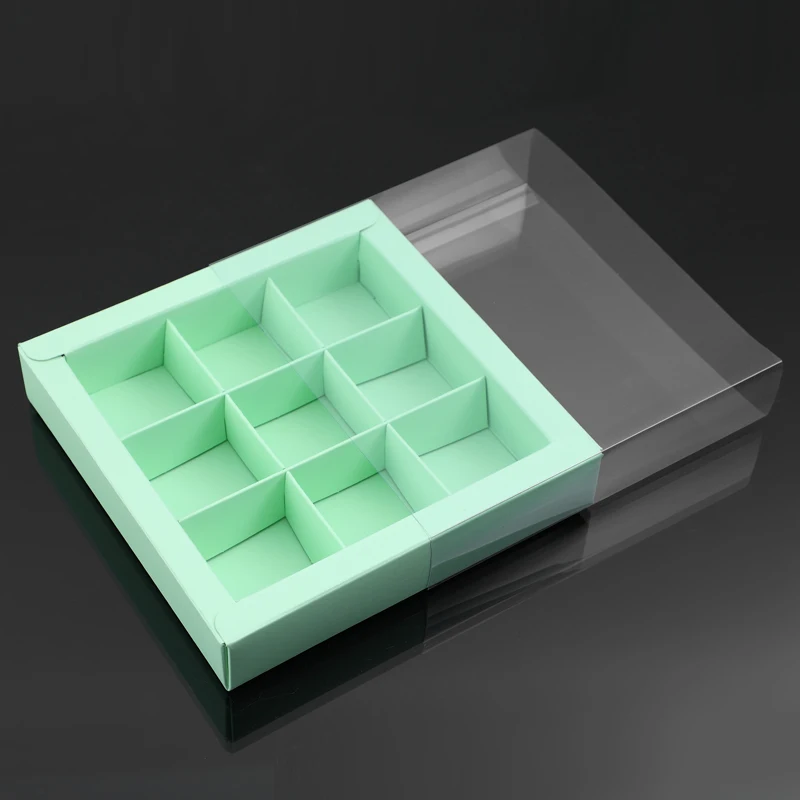 10PCS Chocolate Macarons and Mooncake Boxes with 4/9 Grid Inserts, PVC Transparent Window Gift Packaging, Ideal for Weddings, Christmas, Birthdays, Party Favors, Desserts, and Holiday Celebrations 6