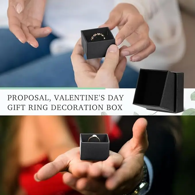 1PCS Black Square Jewelry Display Gift Box Organizer for Ring, Earring, Necklace, Bracelet, or Brooch – Elegant Velvet Paper Jewelry Packaging Box for Engagement, Wedding, Proposal, and Wholesale Display Use - 图片 4