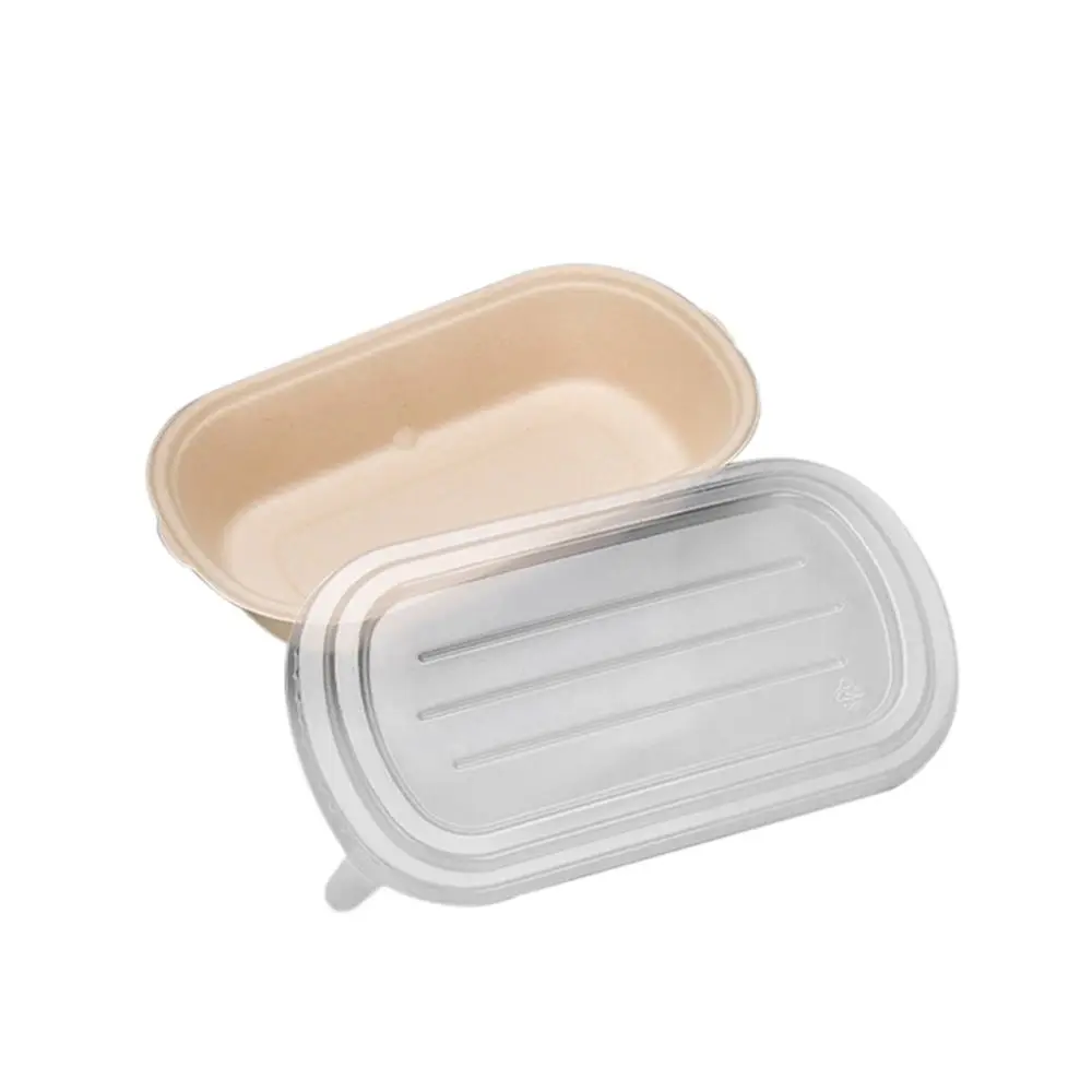 500ml 700ml 850ml 1000ml Disposable Paper Food Containers with Lids, Eco-Friendly Pulp Salad Lunch Box, Oil-Proof Takeout Bento Box for Hot Cold Meals, Recyclable Degradable To-Go Packaging - 图片 11