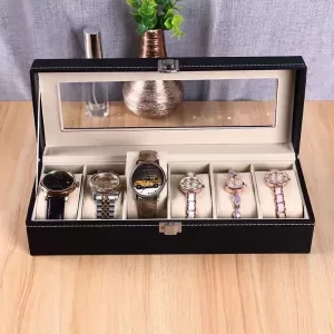 Premium PU Leather Watch Display Box with Glass Lid, Multi-Slot Organizer for 2/3/4/5/6/8/10/12/20 Watches, Elegant Jewelry Storage Case for Men and Women, Sophisticated Collector and Travel Organizer