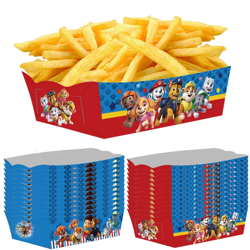 24Pcs Paw Patrol Party Snack Boxes Set, Disposable French Fries, Candy, Popcorn, and Snack Food Holders for Birthday Parties, Kids Celebrations, and Event Supplies