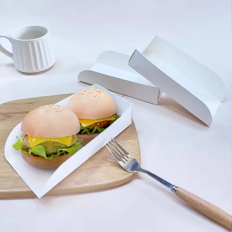 50pcs Mini Hamburger Paper Boxes, Pancake, Toast & Sandwich Bread Holders, Disposable Snack & Street Food Packaging Boxes, Takeout Containers for Festivals, Parties, Cafes, Restaurants 3