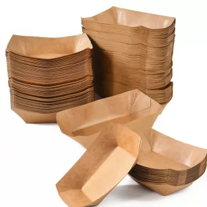 5/10 Pack Brown Kraft Paper Food Trays Disposable Snack Boats for Wedding Parties BBQs French Fries Nachos Hot Dogs Candy Catering Food Serving Containers