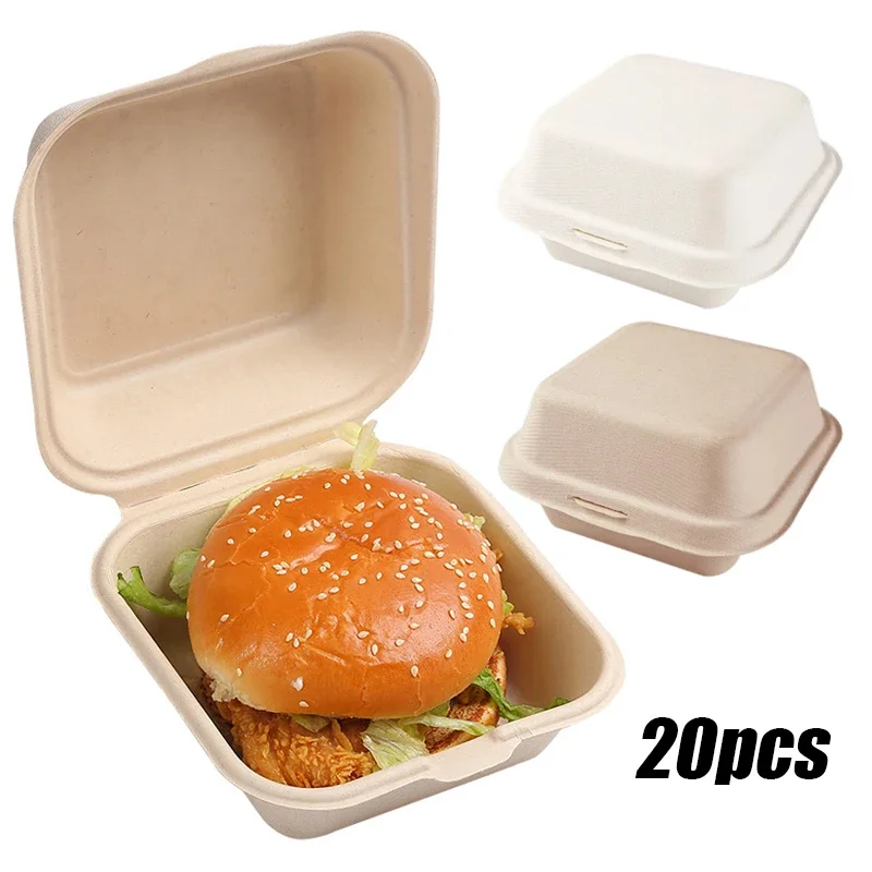 10/20pcs Disposable Bento Lunch Boxes with Lids, Microwavable Food Containers for Salad, Burger, Cake, Snacks, Meal Prep, Takeout, Plus 140pcs Round Paper Doilies for Fried Food, Baking, Party Serving 18