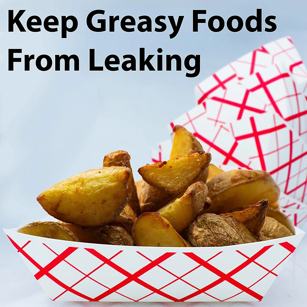 Eco-Friendly Disposable Cardboard Food Trays Greaseproof Paper Serving Boats for Hot Dogs Popcorn Ice Cream Nachos Party School Church Festival Catering Supplies