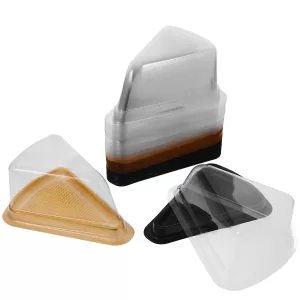 40 Pack Clear Triangular Cake Boxes – Disposable Plastic Dessert Containers with Transparent Lid for Pastry, Cheesecake, Pie, and Kitchen Bakery Food Packaging