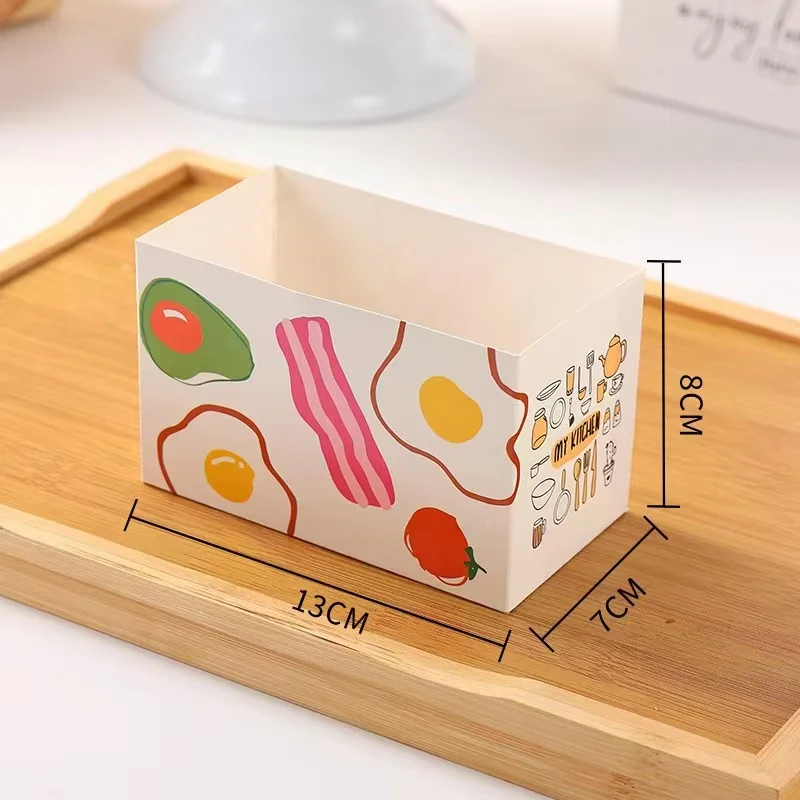 50PCS Kraft Paper Sandwich and Burger Packaging Boxes with Oilproof Lining, Disposable Toast and Bread Holder Paper Trays for Pastry, Cake, Sushi, Fried Chicken, Steak, Vegetables, Snacks, Party or Wedding - 图片 20