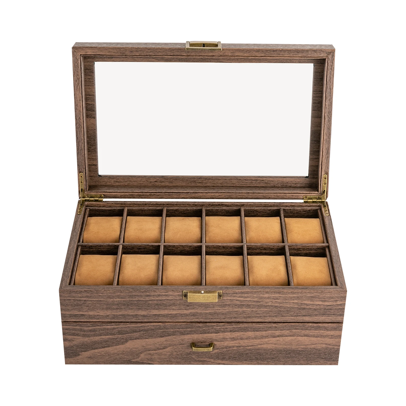 Luxury 24-Compartment PU Leather Watch and Jewelry Organizer with Glass Lid and Soft Pillows – Elegant Two-Layer Display Case for Dresser, Home, or Retail Showcase – Durable, Rustic, Tabletop Storage Box, Ideal Gift Luxury 24-Compartment PU Leather Watch and Jewelry Organizer with Glass Lid and Soft Pillows – Elegant Two-Layer Display Case for Dresser, Home, or Retail Showcase – Durable, Rustic, Tabletop Storage Box, Ideal Gift