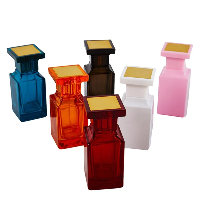 50ml Empty Multicolor Glass Perfume Bottles – Refillable Spray Containers with Sub-Packaging, Travel-Friendly Atomizer Vials for Cosmetic Samples, DIY Fragrance Storage, Gift-Ready Reusable Bottles