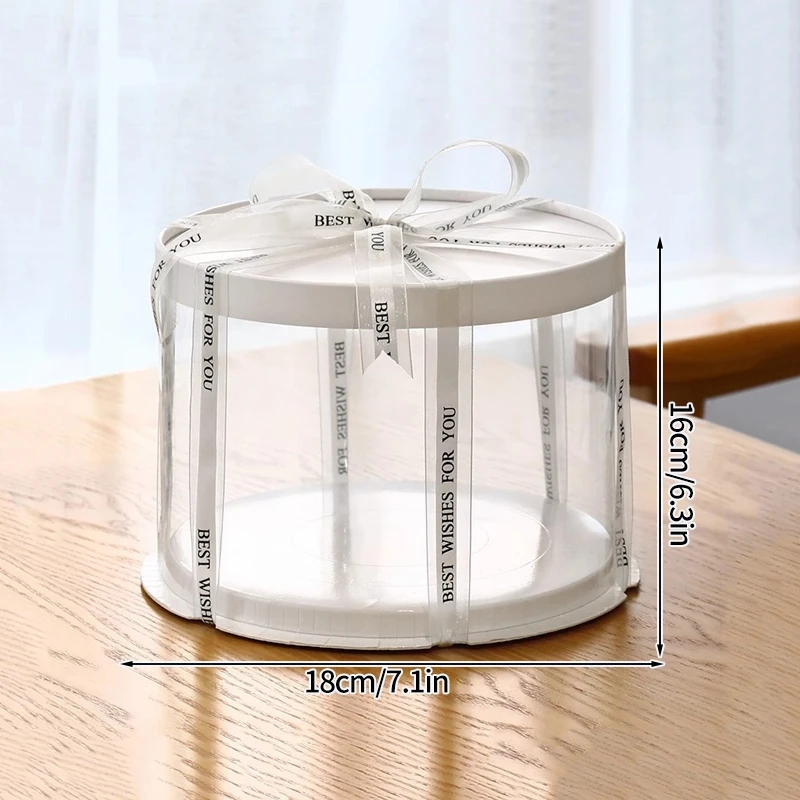 2PCS Transparent Round Cake Boxes with Clear PVC Lids, Birthday Wedding Dessert Packaging Containers, Bakery Gift Boxes, Decorative Present Case for Cakes, Cupcakes, and Layered Pastries - 图片 8