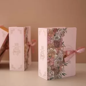 Creative Book-Shaped Gift Box, DIY Candy and Chocolate Packaging for Valentine's Day, Weddings, Birthday Parties, Baby Showers, Banquets, and Small Gift Presentation, Elegant Ribbon Decor