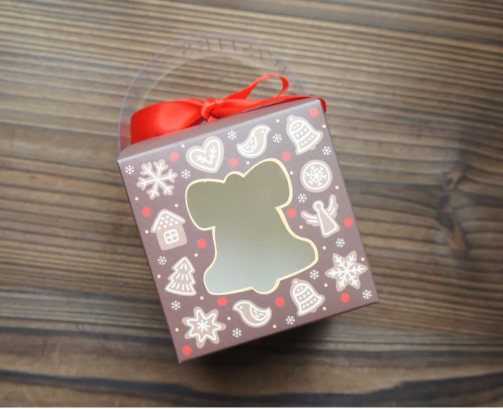 12PCS Christmas Paper Gift Boxes with Window and Handle, Festive Candy, Soap, Candle, Cookie or Small Gift Packaging, Holiday Party Favors, Decorative Seasonal Boxes, Factory Direct Supply 6