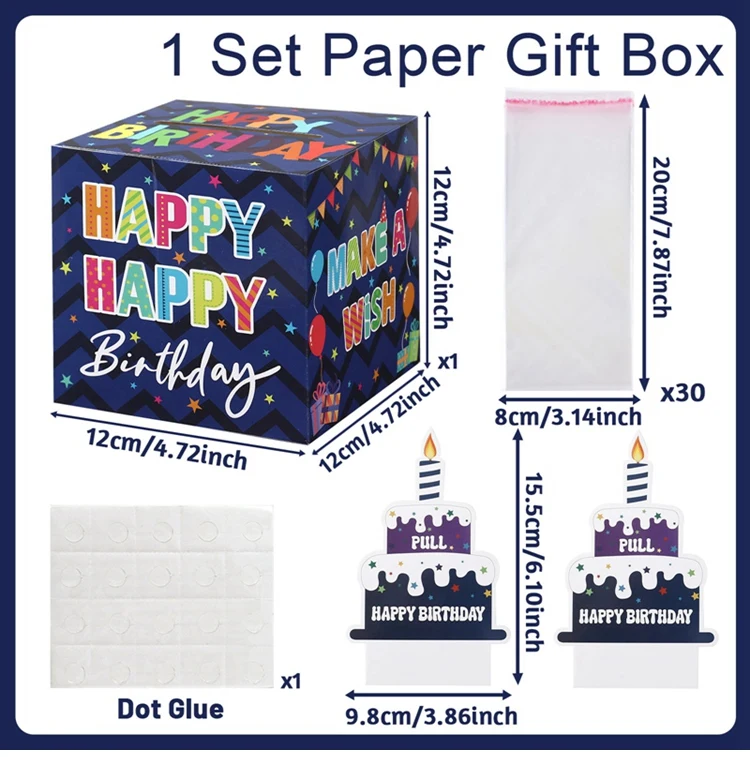 Birthday Money Gift Boxes with Pull-Out Happy Birthday Card, Fun Cash Surprise Packaging for Kids and Adults, Creative Party Favor Box for Birthday Celebrations, Durable and Reusable Paper Boxes - 图片 9