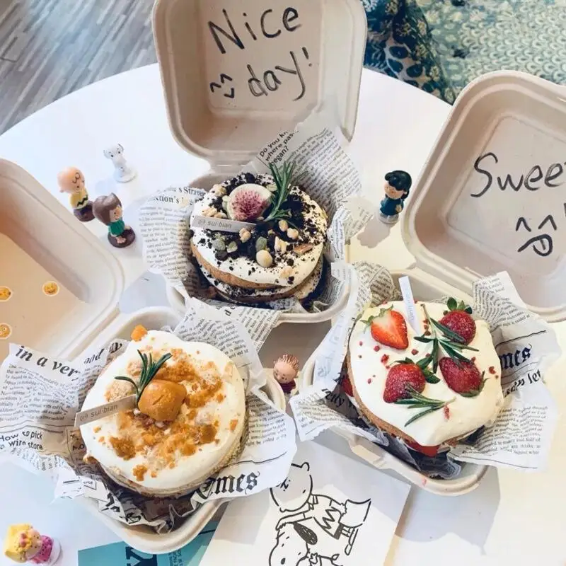 20/10pcs Disposable Bento Food Containers, Biodegradable Sugarcane & Wheat Straw Lunchboxes for Desserts, Cakes, Burgers, Snacks, Microwavable Meal Prep, Eco-Friendly Home Takeout Packaging 4