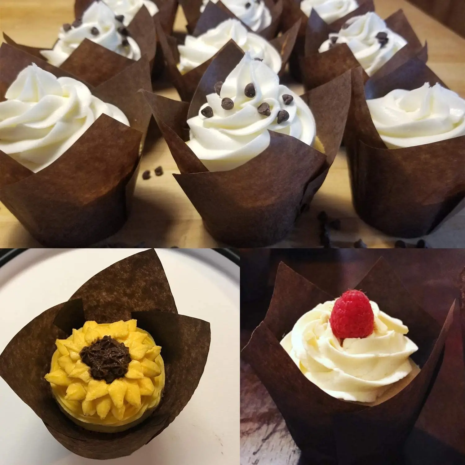 200pcs Brown Tulip-Style Cupcake Liners – Premium Food-Grade Baking Cups for Muffins, Cakes, Desserts, Parties, Weddings, Birthdays, Anniversaries, and Special Occasions - 图片 2