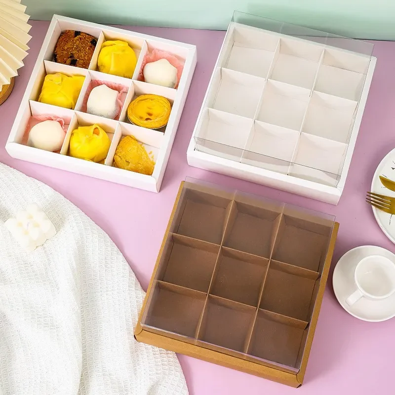 5pcs Transparent Cake Packaging Boxes with 7/9 Compartments for Mousse, Pastries, Cupcakes, Macarons, Perfect for Baby Shower, Birthday Party Favors, Baking Display, Gift Wrapping and Event Decorations - 图片 5