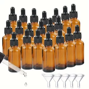 5/10/20pcs 30ml Refillable Glass Dropper Bottles with Funnel Set – Empty Essential Oil & Perfume Containers for Travel and DIY Blends, Leakproof Durable Packaging for Aromatherapy, Serum & Cosmetic Use