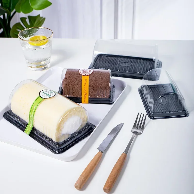 50Pcs Transparent Cake Boxes for Swiss Roll, Sandwich, Hot Dog, Yolk Pastry, DIY Baking Supplies, Food Packaging Containers, Party Favors and Gift Packaging - 图片 3