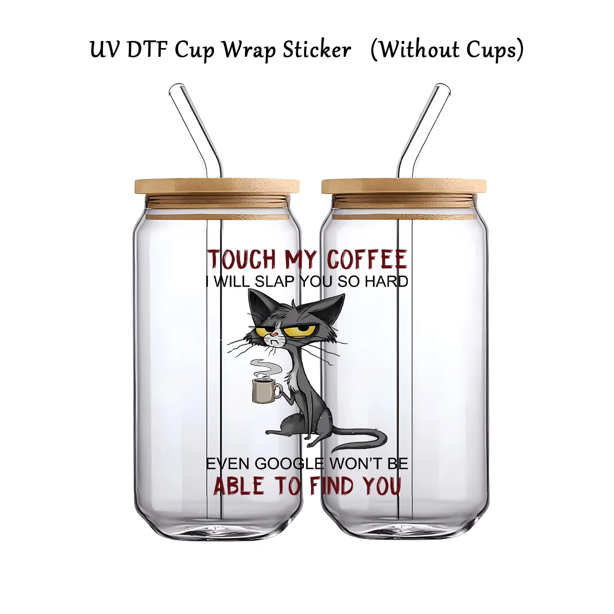 1PC Cat-Themed UV Transfer Sticker – DIY Waterproof Animal Pattern DTF Sticker for Glass Cups, Mug Decoration, Gift Wrapping, Personalized Drinkware, Creative Craft Supplies 2