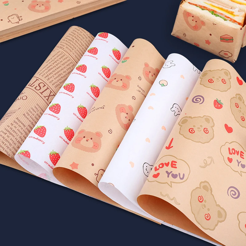 50 Sheets Greaseproof Deli Paper, Non-Stick Sandwich Wrapping Paper, Oil-Proof Baking Parchment Liner for Bread, Burger, Cake, Pizza, Dessert, Food Wrapping and Takeout Packaging 8