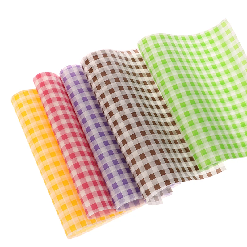 50 Sheets Greaseproof Wax Paper – Multi-Color Oil-Proof Food Wrapping Sheets for Sandwich, Burger, Fries, Bread, Macarons, Pizza, Desserts – Baking & Kitchen Packaging Supplies 50pcs 15