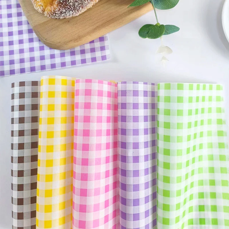 50 Sheets Greaseproof Wax Paper – Multi-Color Oil-Proof Food Wrapping Sheets for Sandwich, Burger, Fries, Bread, Macarons, Pizza, Desserts – Baking & Kitchen Packaging Supplies 50pcs - 图片 3