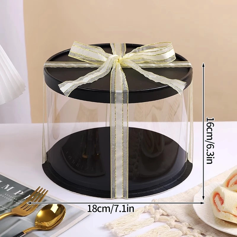 Transparent Gift Box Clear Plastic Cake Box Candy Storage Container, Dessert Present Organizer for Wedding, Birthday, Party, Food-Safe Display, DIY Baking, Transparent/Black - 图片 7