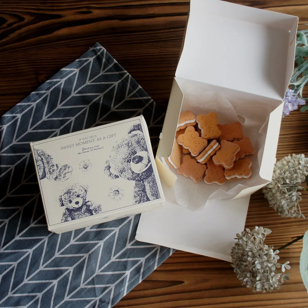 10 Pcs Blue Dog Bear Doll Paper Boxes 15.5×10×12cm for Wedding Birthday Valentine’s Day Chocolate Cookies Candy Macaron Packaging Food Safe Kraft Paper Gift Boxes - 图片 2