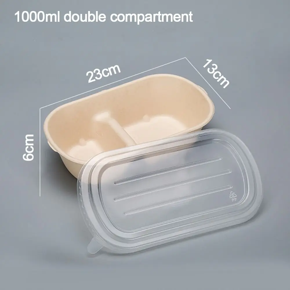 Disposable Degradable Paper Lunch Boxes with Lid 500ml 700ml 850ml 1000ml, Eco-Friendly Pulp Salad Bento Food Containers Oil-Proof Leak-Resistant Takeout Bowls for Hot and Cold Meals, Dessert, Cake, Parties - 图片 2