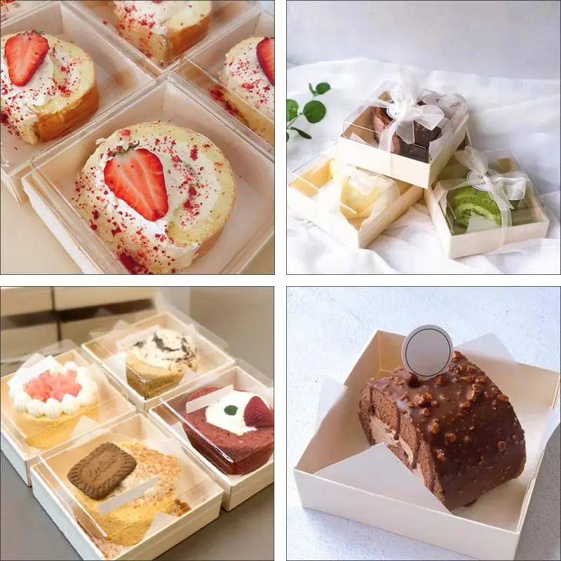 10 Pcs Disposable Cake Boxes with Clear Lid – Cupcake, Cookie, Bread, and Burger Packaging Trays – Portable Food Containers for Takeout, Bakery Display, Wedding or Party Favors 3