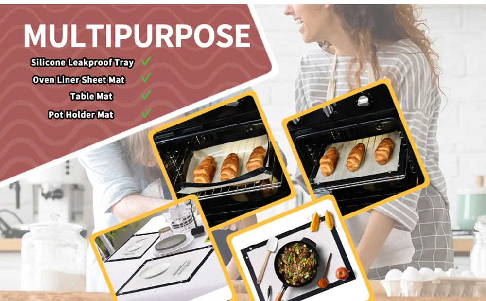 Silicone Baking Mat with Corner Buttons – Reusable Non-Stick Oven Liner, Heat-Resistant Pastry & Cookie Mat, Leak-Proof Baking Basket for Pizza, Roasts, Pastries, and Oven Use Silicone Baking Mat with Corner Buttons – Reusable Non-Stick Oven Liner, Heat-Resistant Pastry & Cookie Mat, Leak-Proof Baking Basket for Pizza, Roasts, Pastries, and Oven Use