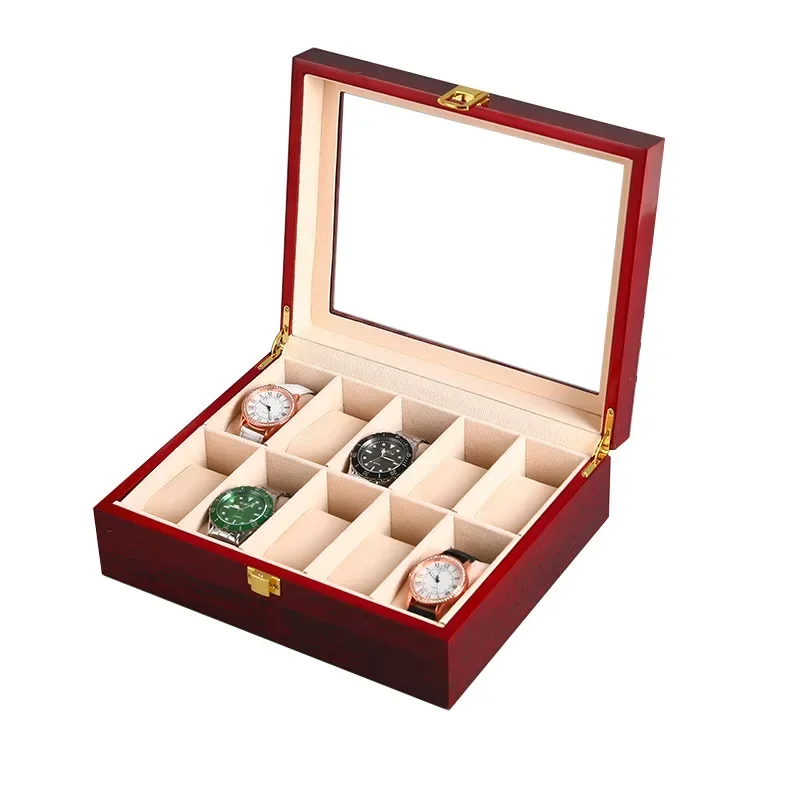 Wooden Watch Storage Box with 1/2/3/5/6/10/12 Slots, Piano-Bake-Paint Finish, Jewelry Organizer for Men & Women, Travel and Home Display Case for Watches, Bracelets, Small Gifts, Elegant MDF Construction - 图片 5