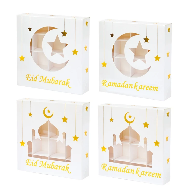 2Pcs Eid Mubarak Cake Boxes with Clear Window, Ramadan Kareem Transparent Candy and Chocolate Packaging Containers, Islamic Muslim Party Supplies for Home Decor, Dessert and Gift Presentation 11