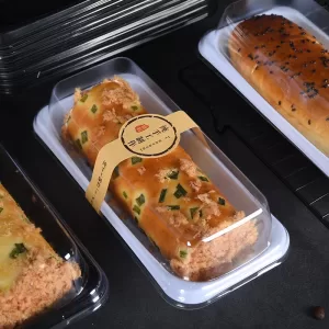 50pcs Plastic Roll Cake Boxes with Clear Lid, Disposable Dessert Containers for Hot Dogs, Sandwiches, Mousse, Bread, Candy, Chocolate – Party, Wedding, and Holiday Storage Holders