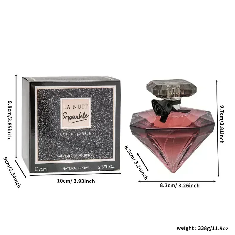 75ML Women's Perfume Bottle and Body Mist Set with Fine Mist Spray and Luxury Gift Box, Multiple Materials Including Glass, Acrylic, PET or Metal, Diamond-Inspired Sexy Fruit Fragrance, Long-Lasting for Gifting and Factory Direct Orders - 图片 5