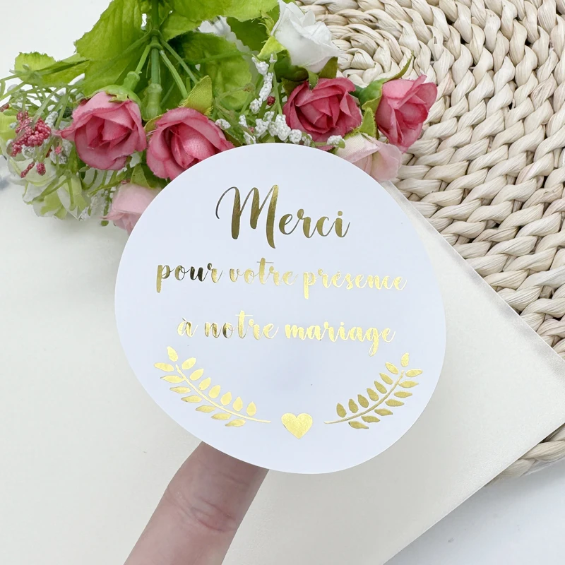 Personalized Metallic Gold Foil Stickers – Custom Printed Wedding Labels, Baptism Party Tags, Birthday Favor Decals, Baby Shower Seals, Transparent Adhesive Logos with Your Own Design, 100pcs 4–6CM