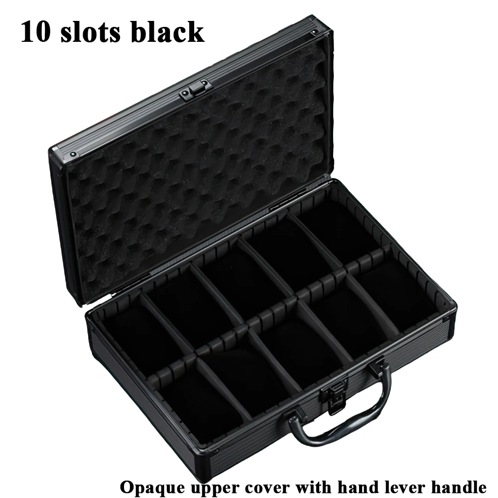 10-Slot Multi-Purpose Aluminum Alloy Watch Storage Case with Removable Internal Dividers, Protective Display Suitcase Organizer for Watches, Bracelets, Jewelry, Portable Travel Carrying and Home Storage - 图片 8