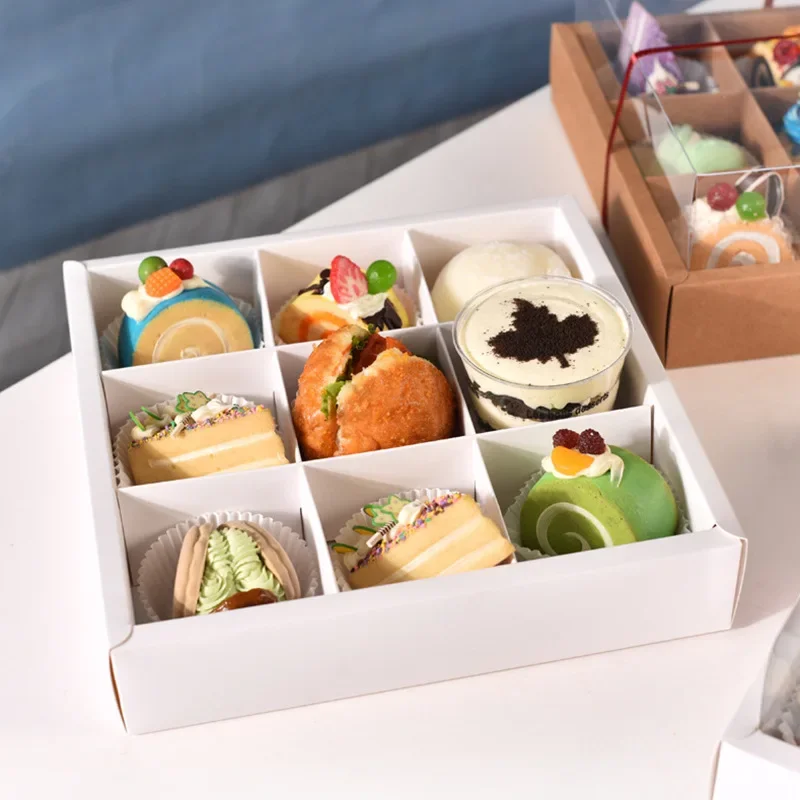 5pcs Transparent Cake Packaging Boxes with 7/9 Compartments for Mousse, Pastries, Cupcakes, Macarons, Perfect for Baby Shower, Birthday Party Favors, Baking Display, Gift Wrapping and Event Decorations - 图片 4