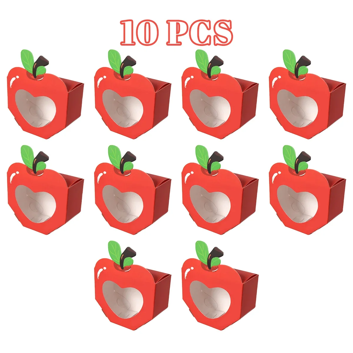 10/20Pcs Red Paper Candy Boxes with Heart & Apple Windows, Mini Gift Packaging for Sweets, Cookies, Chocolates, or Snacks – Perfect Favors for School, Wedding, Birthday, Baby Shower, Party Decoration - 图片 7