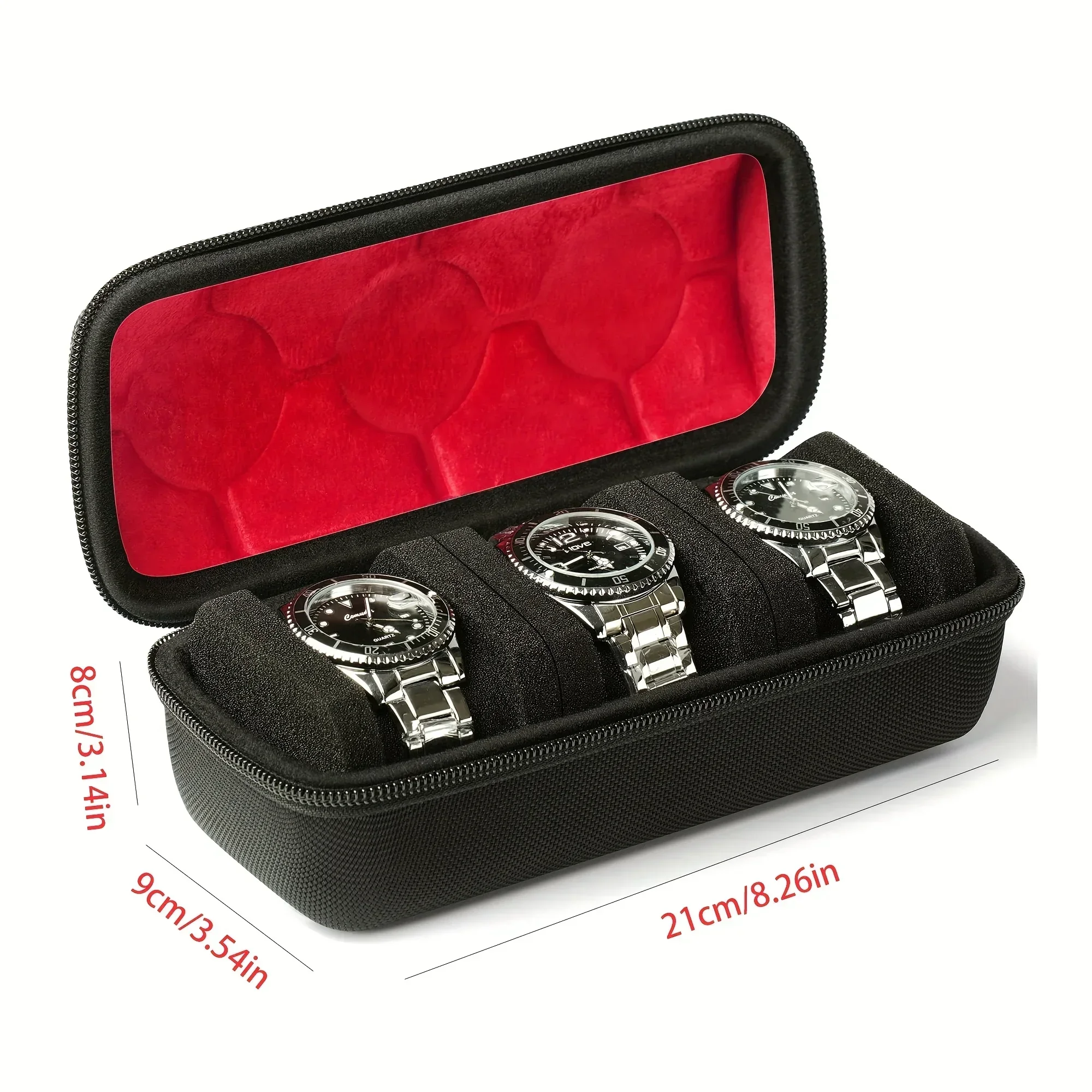 Travel Watch Organizer | Hard Travel Watch Roll Case with Detachable Pillows, 1/2/3/5/6/10 Slot Organizer for Men & Women, Protective Red Microfiber Lining, Elastic Foam Cushion for Watches up to 55mm, Compact Luxury Design for Travel, Gift-Ready Storage Case 7